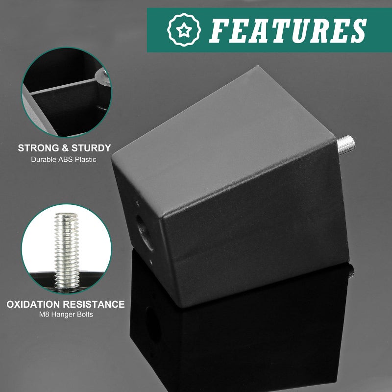 Masendelk 8pcs Plastic Furniture Legs 3 inch, Black Couch Legs Square Furniture Feet Sofa Replacement Legs with M8 Plate Nuts for Couch Table Sofa - Image 3